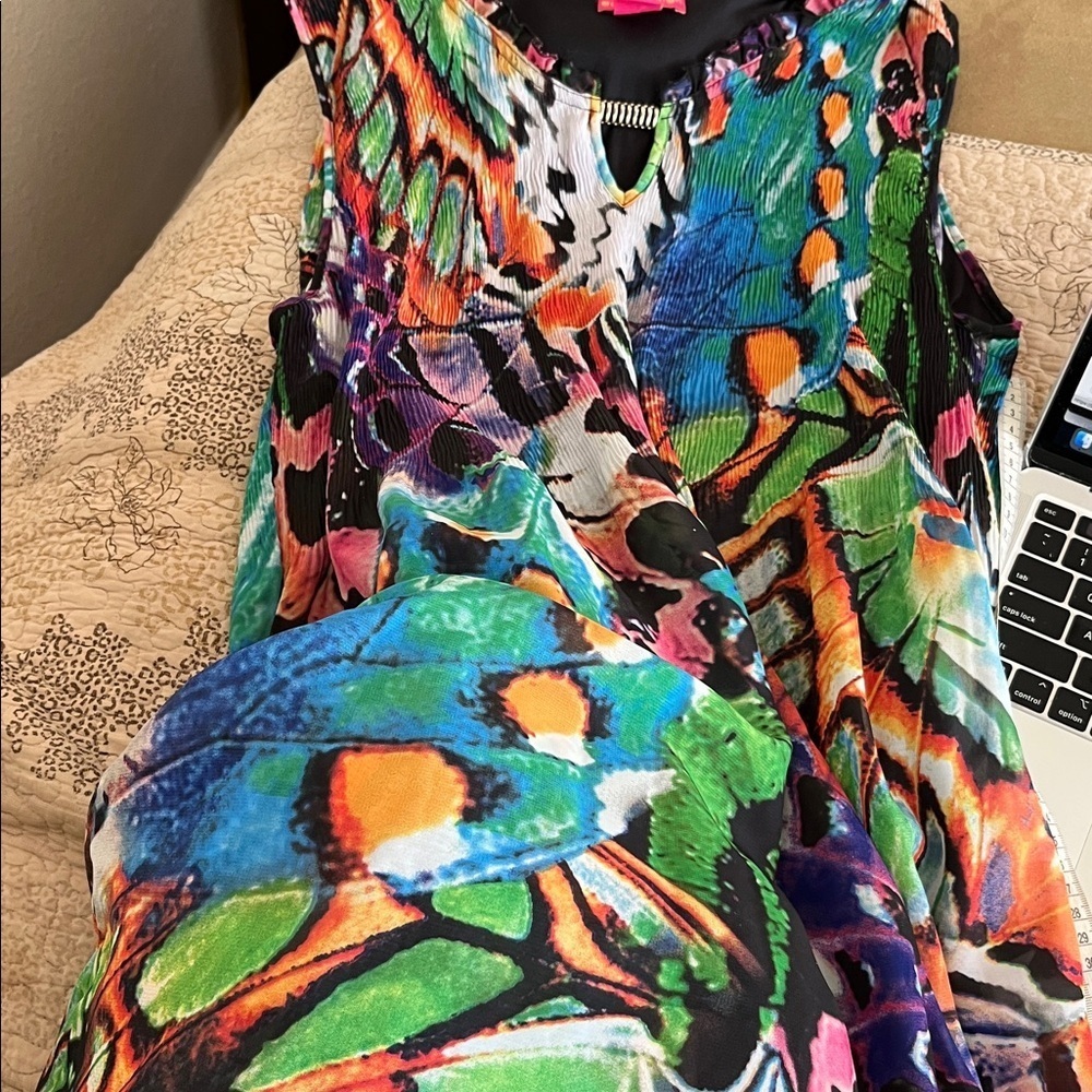 Sunny Leigh Colorful Sleeveless Dress with Cut Out Size XL